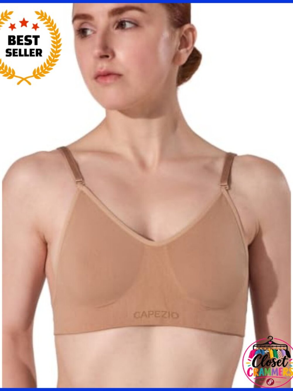 Seamless Clear Back Bra With Transition Straps Moderate Scoop Front Adjustable
